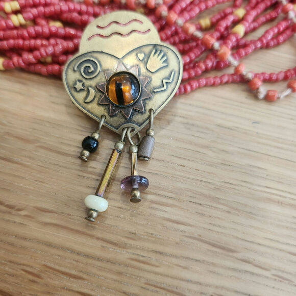 Cute Artison Retro Funky Brooch With Dangling Beads and Charms - Picture 1 of 5